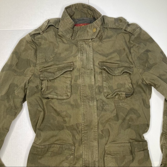 7 For All Mankind Camo Jacket Zip Snap Size Small - Picture 2 of 7